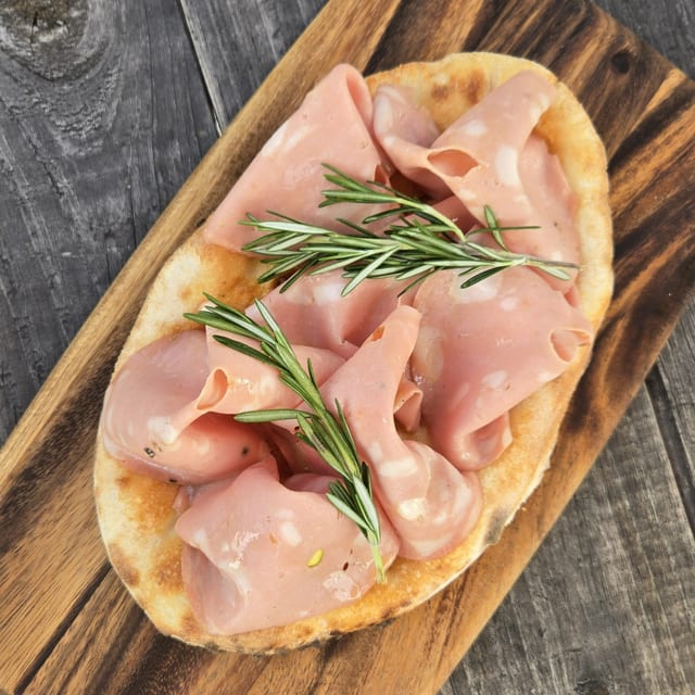 Focaccia with Mortadella.